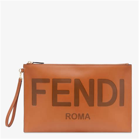 fendi brown leather pouch|fendi flap bag women.